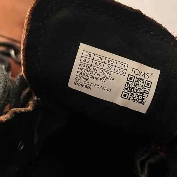 TOMS Brown Suede Lace-Up Boots with Leopard Print Collar – Size 8.5 - Picture 9 of 10